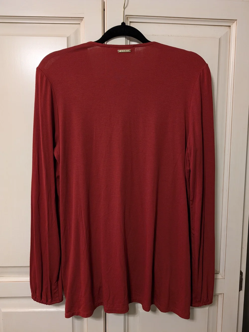 Michael Kors Maroon Faux Wrap-Style Long Sleeve Top NWT